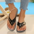 thumbnail image 6 of CQONEPT Women Orthopedic Flip Flop Sandals Summer Wide Width Slip on Slides Low Wedges Heel Thong Sandals with Arch Support Casual Slippers Black 39, 6 of 6