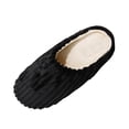 thumbnail image 2 of JUSLIO Slippers for Women Closed Toe Slide Fuzzy Soft Lined Interior Slip On Non Slip Flat Sole Indoor House Slippers Black, 2 of 5