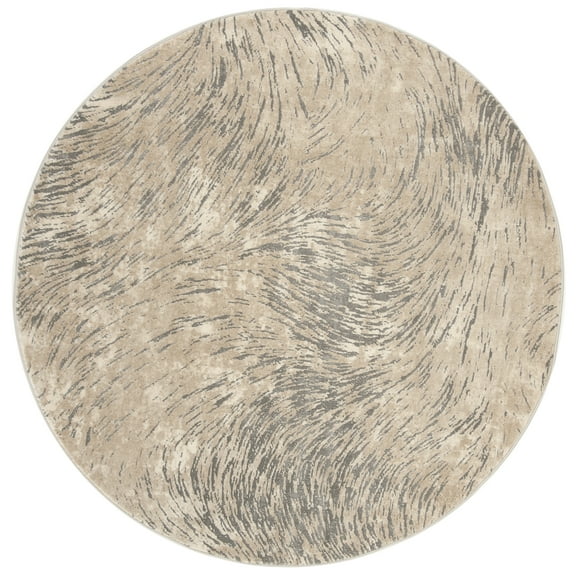 SAFAVIEH Meadow Kisha Abstract Area Rug, Ivory/Grey, 4' x 4' Round