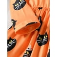 thumbnail image 6 of Emmababy Orange Long Sleeve Dress with Cat Print for Baby Girls on Halloween, 6 of 9