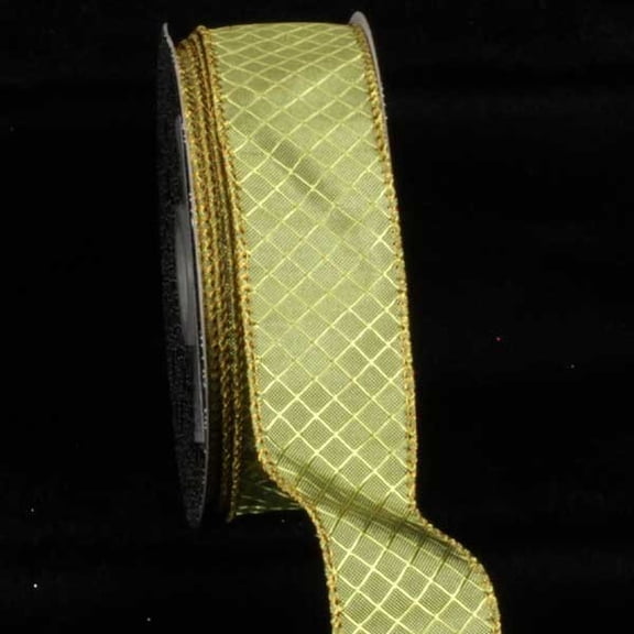 The Ribbon People Green and Gold Piazza Printed Wired Craft Ribbon 1.5" x 80 Yards