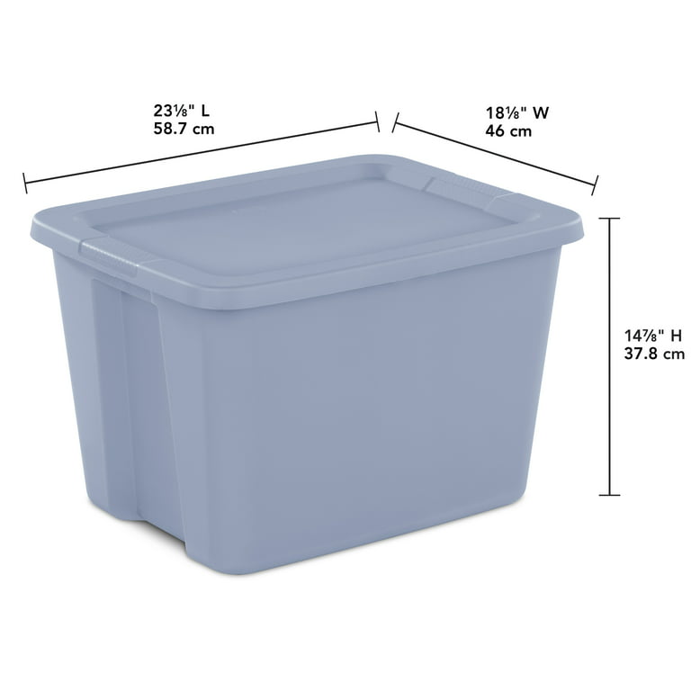 Sterilite 18 Gallon Tote Box Plastic, Washed Blue, Set of 8