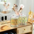 thumbnail image 3 of Yayeee 4 Pack Qtip Holder Bathroom Cotton Swab Canister with Lid Clear Dispenser Set, Retro Beige Stars, 3 of 6