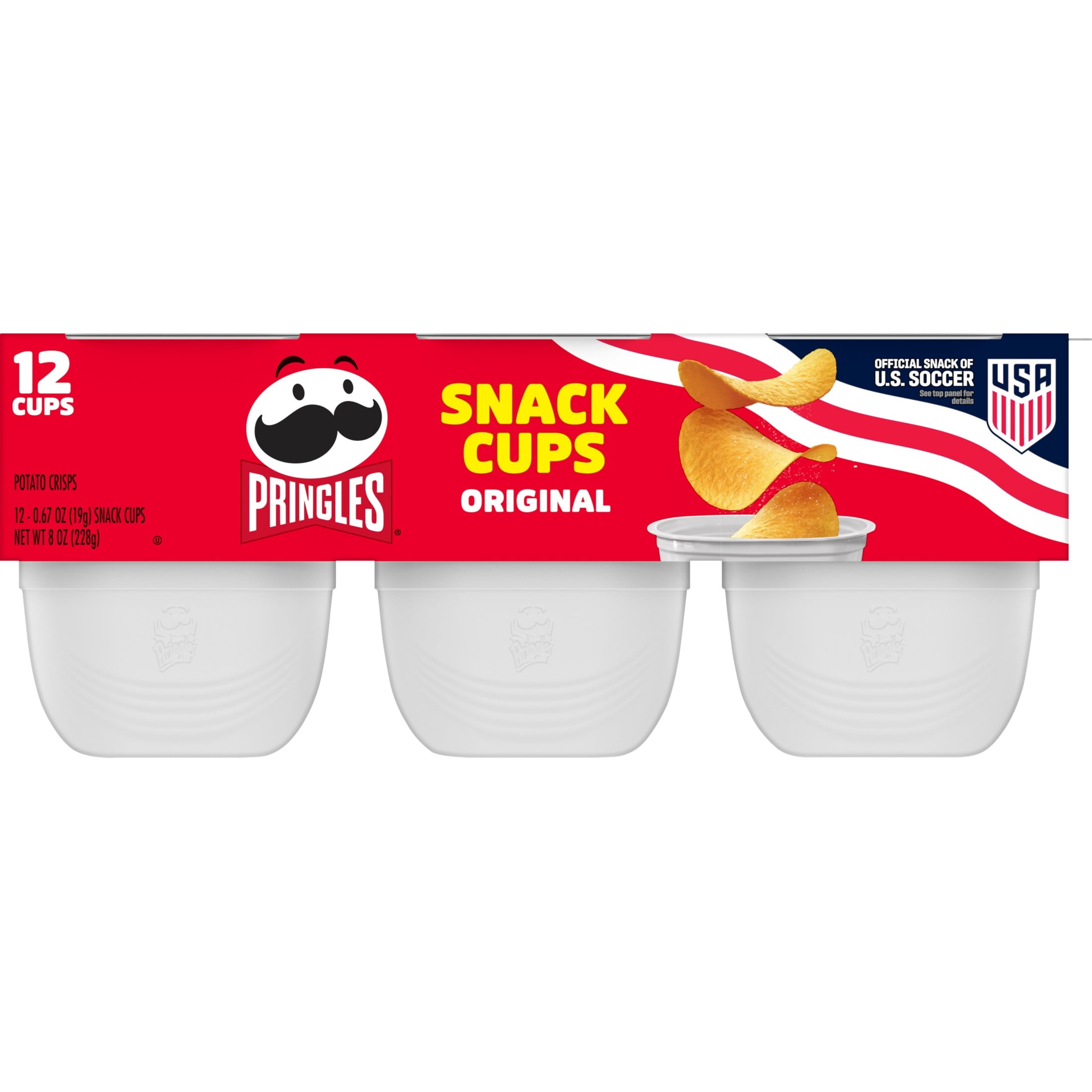 Pringles Potato Crisps Chips, Lunch Snacks, Snack Cups, Original, 8oz Tray (12 Cups)