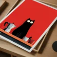 thumbnail image 5 of Black Cat Coffee Poster, Red Kitchen Wall Art, Funny Minimalist Cat Print, Moka, Matte Canvas Stretched, Posters for Room Bedroom Living Room Bathroom Wall Decor, Posters & Art Prints, Gift., 5 of 7