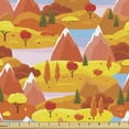 thumbnail image 1 of Autumn Fabric by the Yard, Landscape Illustration of Mountains Hills Trees Orange Toned Arrangement Print, Upholstery Fabric for Dining Chairs Home Decor Accents, Multicolor by Ambesonne, 1 of 5