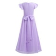 thumbnail image 5 of renvena Kids Flower Girls Princess Birthday Party Chiffon Dress Flutter Sleeves Bridesmaid Pageant Lavender 12, 5 of 7