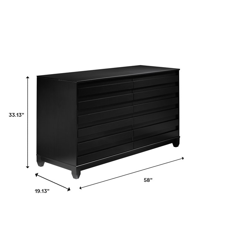 crate and barrel black dresser Walnut And Black 6 Drawer Dresser Walnut Black Bedroom Modern Particle Board