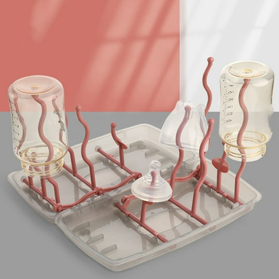 HEMOTON 1Pc Baby Bottle Drying Rack Bottle Drainer Feeding Drying Bottle Rack (Red)