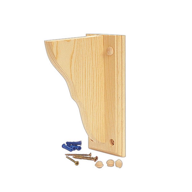 Waddell 4 In H x 6 In D Natural Wood Shelf Bracket with Backplate 