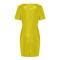 thumbnail image 4 of FAVIPT Womens Elegant Glitter Party Dresses V Neck Short Sleeve Trendy Dressy Wrap Ruched Bodycon Sparkly Night Club Dress 2025 Yellow,XL, 4 of 8
