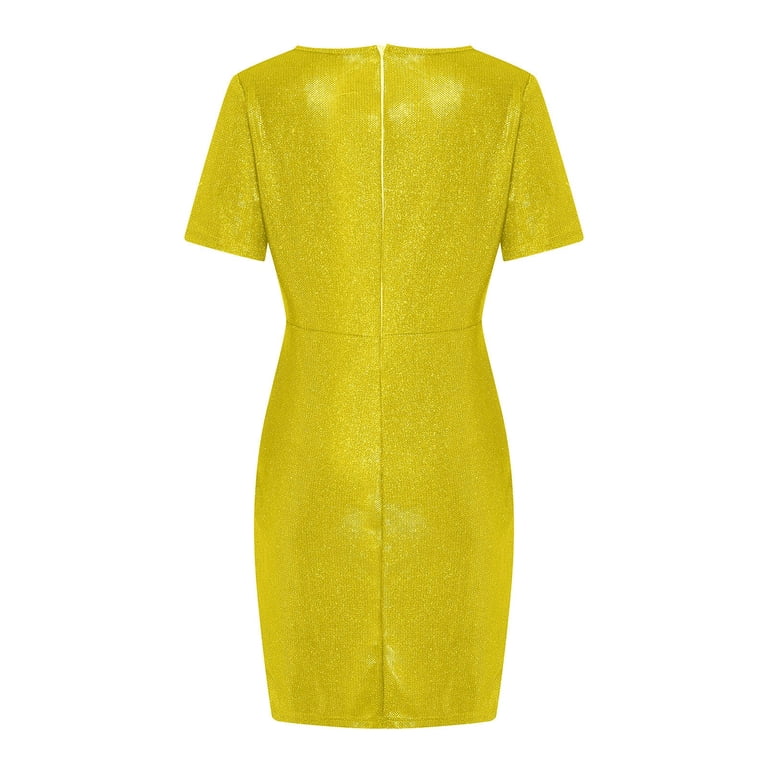 Ashirexll Womens Dress Fashion Sexy V-neck Hip Irregular Short-sleeved Sequin Skirts for Women Yellow Dress - Walmart.com Ashirexll Womens Dress Fashion Sexy V-neck Hip Irregular Short-sleeved Sequin Skirts for Women Yellow Dress - Walmart.com