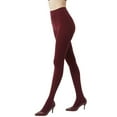 thumbnail image 3 of UVEASISHA Footed Leggings for Women Stretch High Waisted Pantyhose Tummy Control Gym Workout Tights Solid Color Basic Bottoms Soft Stocking Pants Wine L, 3 of 4