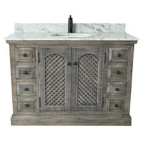 InFurniture WK8148-G plus CW Top 48 in. Rustic Solid Fir Sink Vanity In Grey-No Faucet