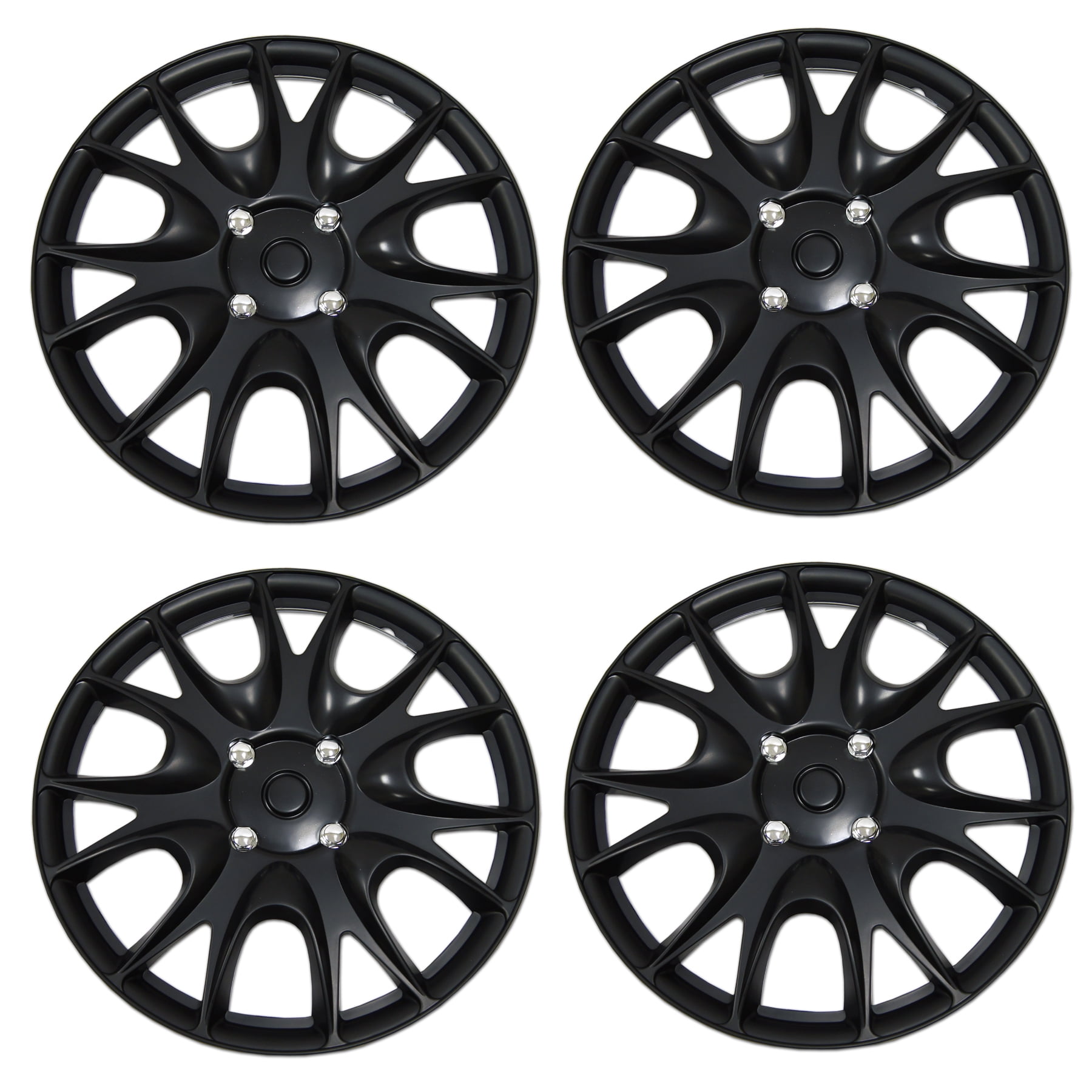 Universal Aftermarket 14 Black Matte Hub Caps Wheel Covers Set of 4 Cover Trend 