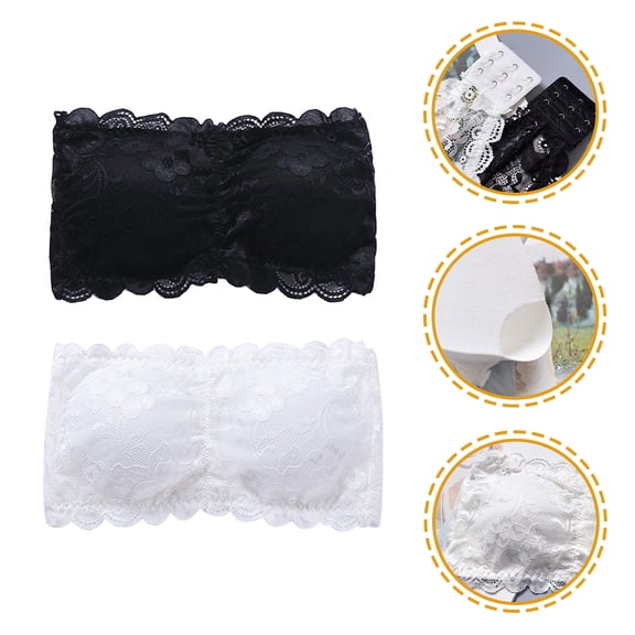 STRANDCHIC 2Pcs Low Back Seamless Bralette Nonslip Strapless Bras for Women Comfortable Wear