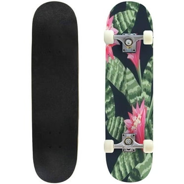 Tropical seamless pattern with blooming aechmea Vector illustration Outdoor Skateboard Longboards 31"x8" Pro Complete Skate Board Cruiser
