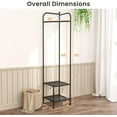 thumbnail image 2 of NALYL Corner Coat Rack with Storage, Simple Hall Tree with Hanging Rod & 2 Mesh Shelves, Anti-toppling Devices, Freestanding Metal Clothes Rack Shoes Shelf Organizer for Entryway Bedroom (Black), 2 of 9