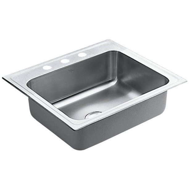 Moen 22106 Single Basin Drop-In Steel Kitchen Sink, Satin ...