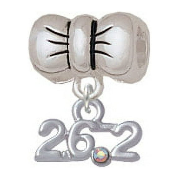 Marathon - 26.2 with Clear AB Crystal - Bow Charm Bead