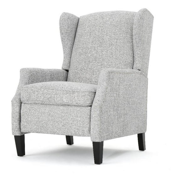 Nora Manual Recliner Lounge Chair- Wingback- Nailhead Trim- Gray