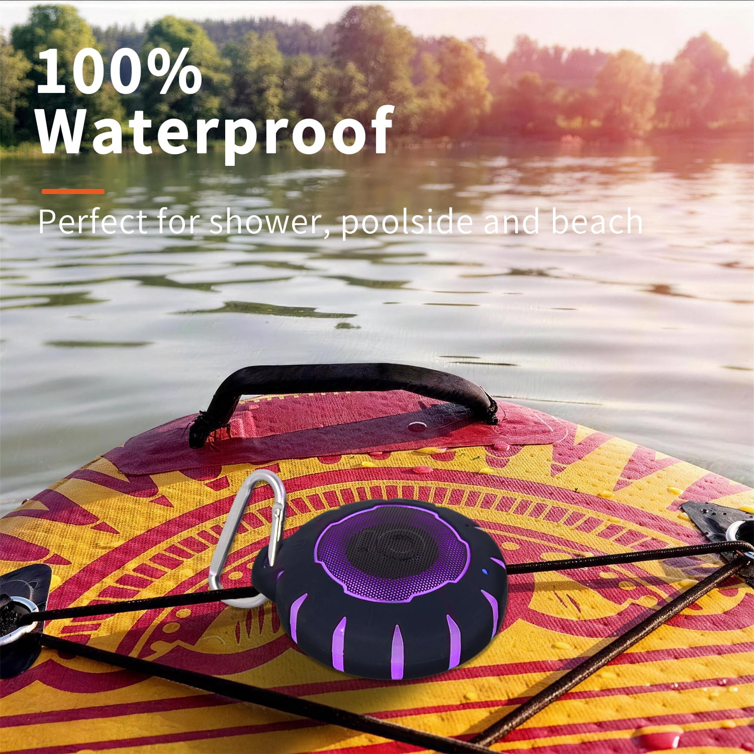 HEYSONG Shower Bluetooth Speaker, IP67 Waterproof Wireless Speakers, Stereo Bathroom Speaker, Portable Small Speakers for Kayak, Beach, Hiking, Boat Accessories, Gifts for Men-Black