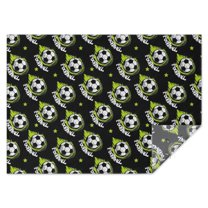 Black Soccer Balls with Green Elements Pattern Rectangle Tablecloth 60"x84",Waterproof Polyester Rectangle Table Cloth, Wipeable Spillproof Polyester Tablecloth for Dining, Camping, Indoor and Outdoor
