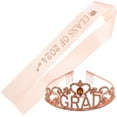 thumbnail image 1 of SHISUYAN 1 Set of Graduation Sash Grad Hair Crown Graduates Party Rhinestone Grad Crown Sash Supplies, 1 of 8