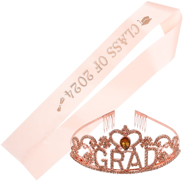 SHISUYAN 1 Set of Graduation Sash Grad Hair Crown Graduates Party Rhinestone Grad Crown Sash Supplies