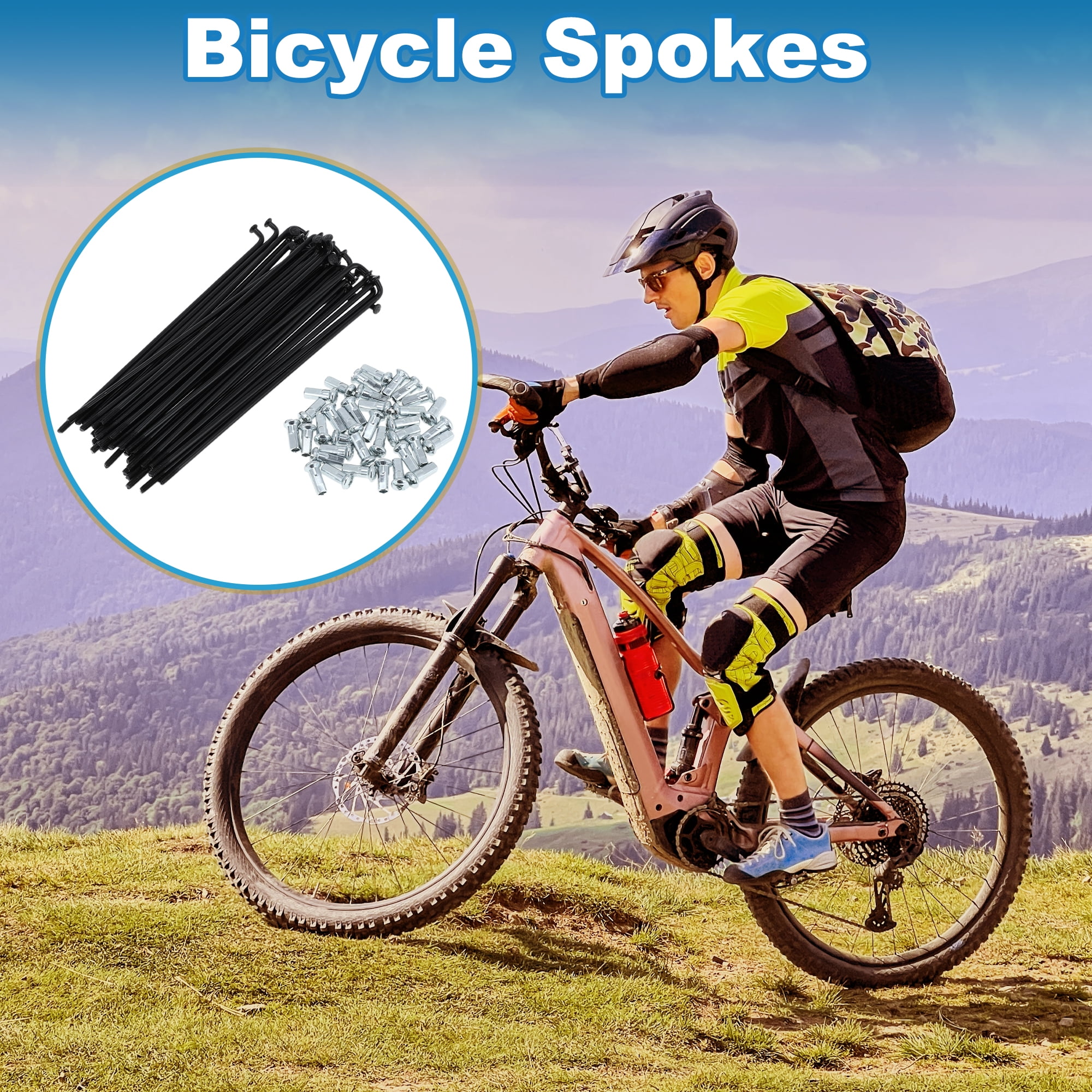 Unique Bargains 36Pcs Bicycle Spokes 12G Bike Wheel Spokes Carbon Steel Black 4.92"