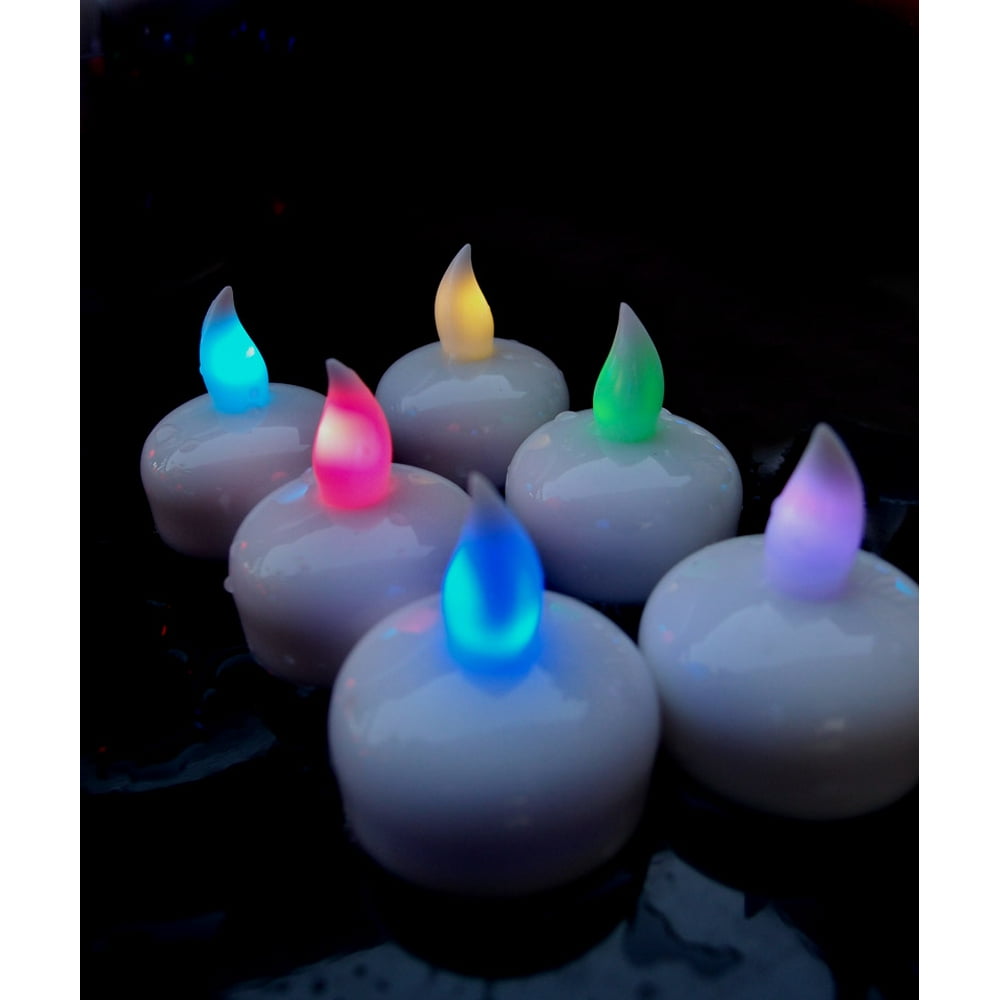 Floating Waterproof Flameless LED Tea Light Candle RGB MultiColor (6 PACK)
