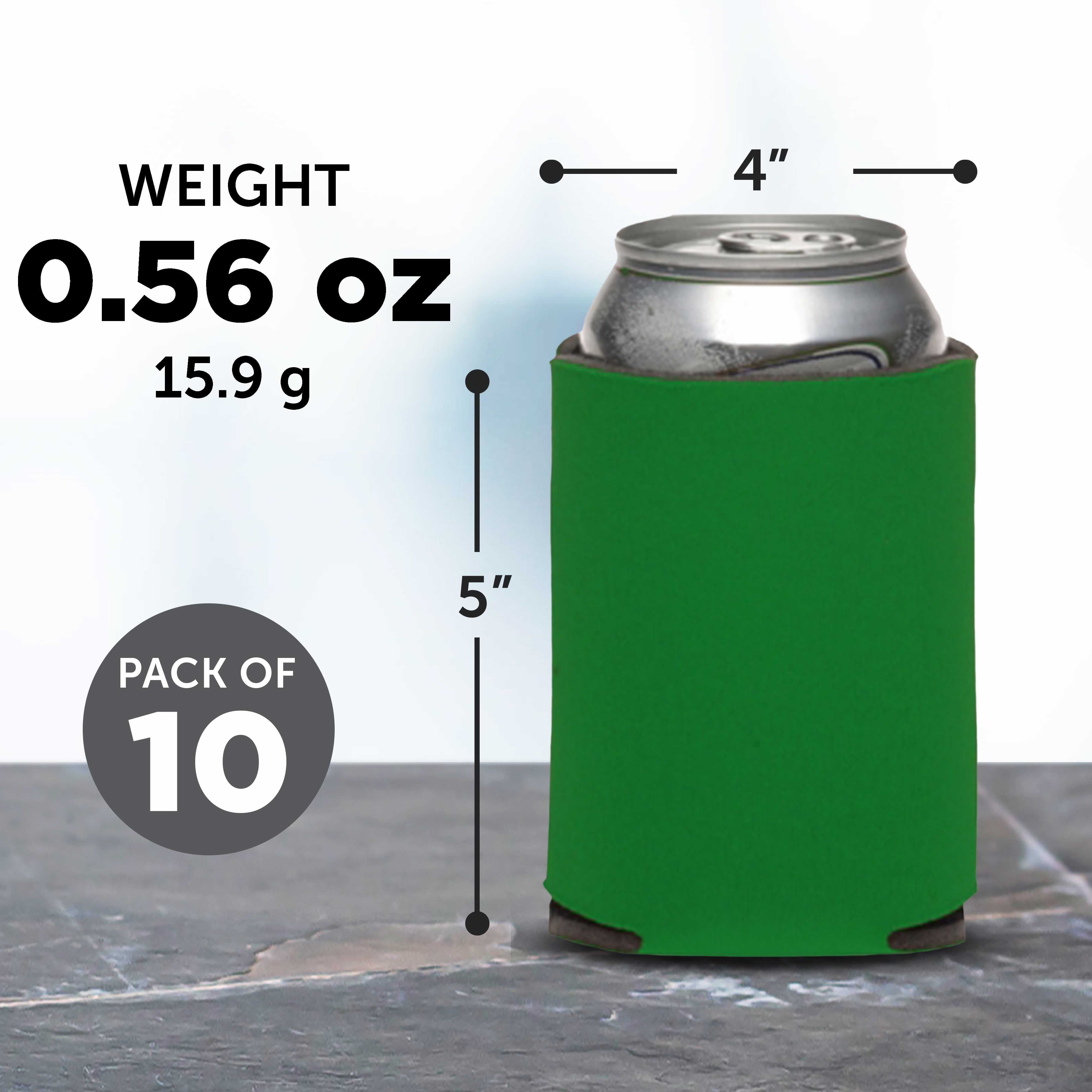 Three Hearts Collapsible Wedding Can Coolers Set of 10, Bulk Pack - Great for Beer, Soda, Other Beverages - Kelly Green