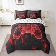 thumbnail image 2 of jejeloiu Cartoon Gamepard 7-Piece Twin Bedding Sets,Teen Video Gamer Bedding Comforter Set,Red Black Sheet Sets For Boys Kids,Luxury Bedroom Decor Reversible, 2 of 8