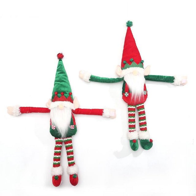 ZHAOCHENG 2 piezas de decoraciones navideñas, elfos, parejas, cortinas, brazos, muñeco de Rudolph, muñeco de nieve, cortinas, lazos, festival, ventana, arreglo de escenario