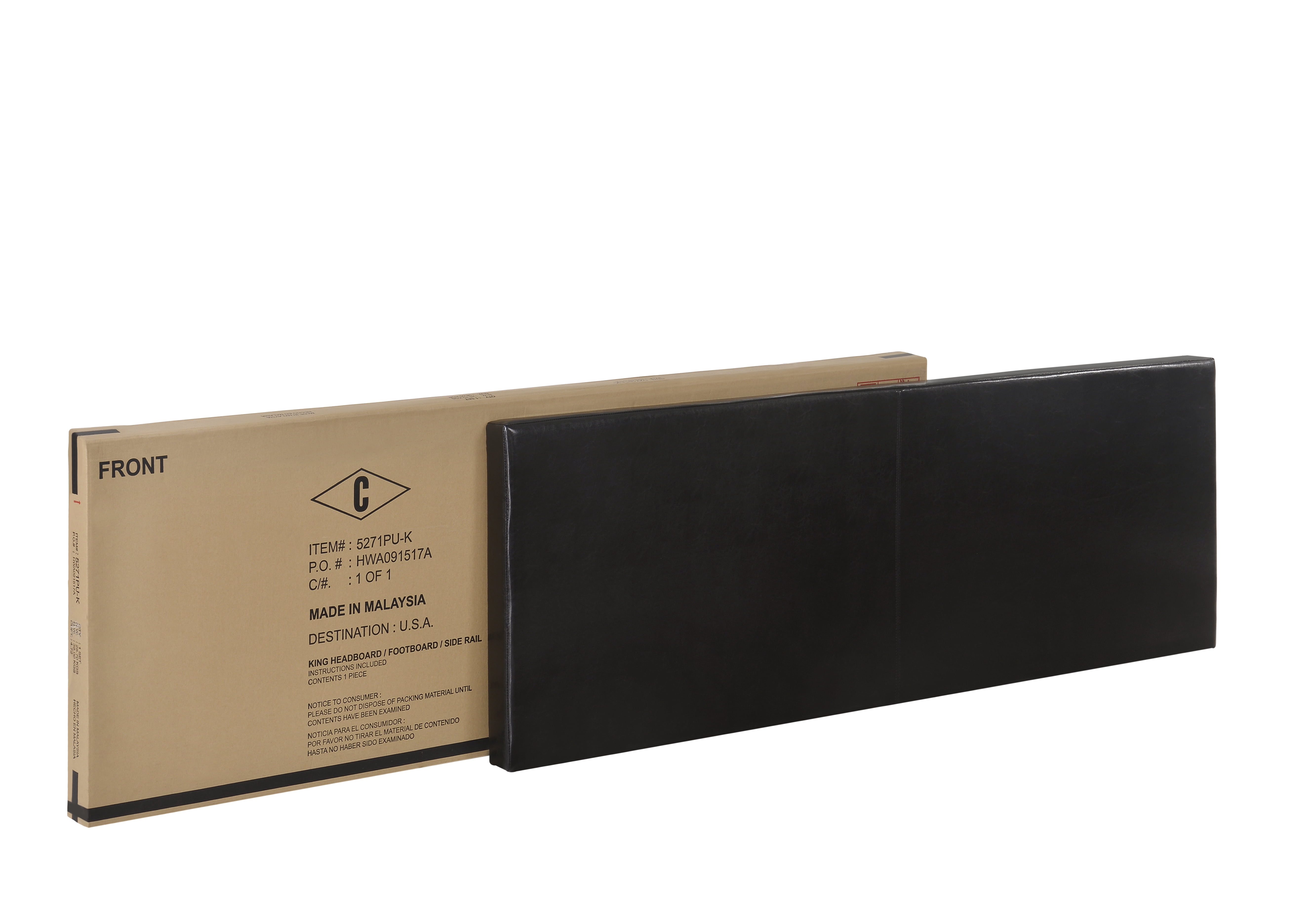 Crown Mark Erin Faux Leather Bed, Black