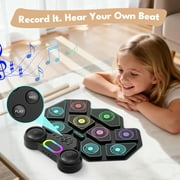 Lvelia Electronic Drum Set for Kids Adults,9-Pads Roll-up Drum Pad Electric Drum Set with Headphone Jack Built-in Speaker Sticks Foot Pedals for Christmas Birthday Gift