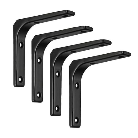 

Heavy Duty L Shaped Steel Shelf Wall Mount Brackets for DIY Home Decor Furniture Black