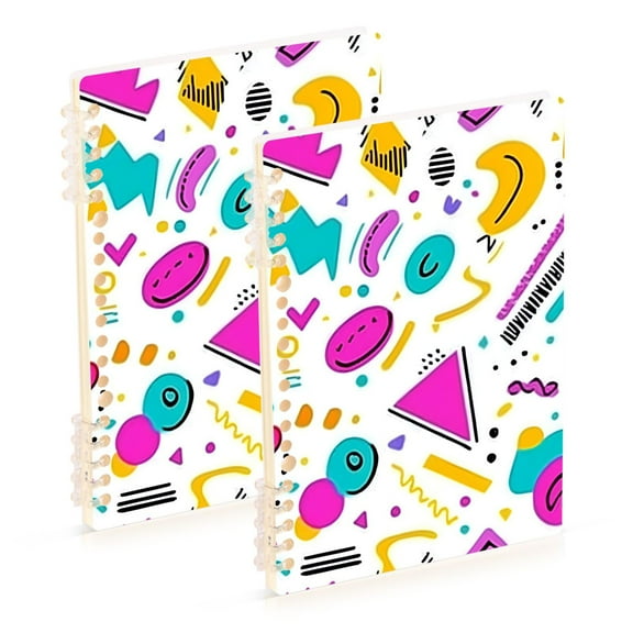 FORMRS 1-Subject Spiral Notebook 8" x 5" College Ruled 60 Refillable Sheet A5 Hard Cover, 2 Pack, Purple Abstract Shapes