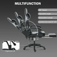 thumbnail image 3 of Game Chair, Adult Electronic Gaming Chair, Ergonomically Designed, PU Leather, Lounge Chair with Footstool and Waist Support, Office Chair, Gray, 3 of 9