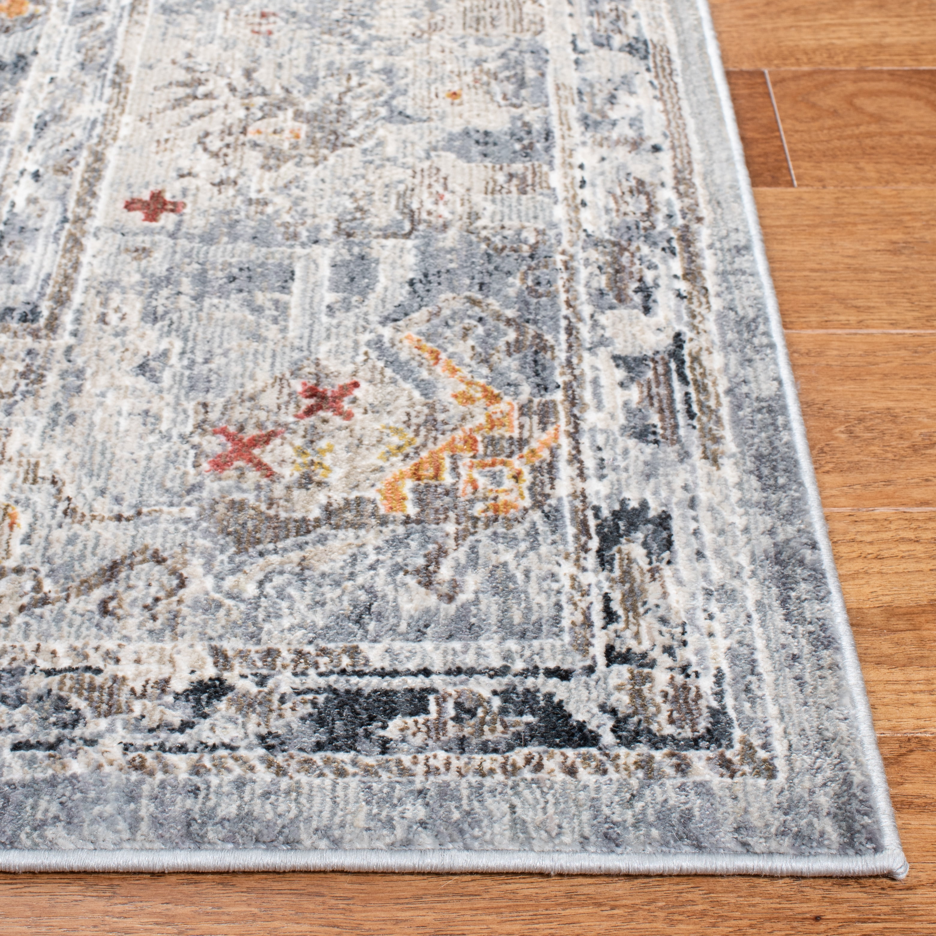 Safavieh History Keiran Distressed Runner Rug, Light Gray/Gold, 3' x 10'