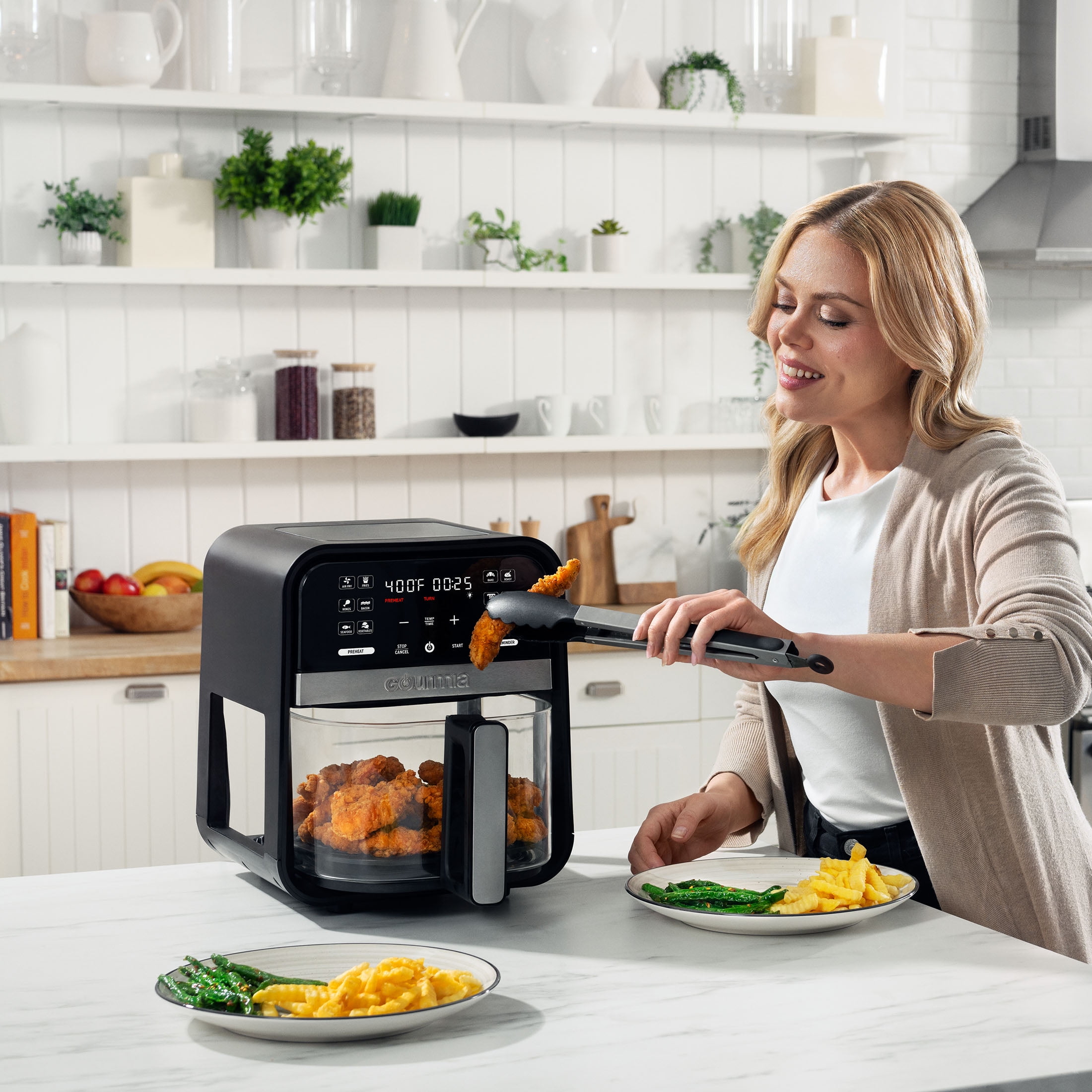 Gourmia 7-Quart Digital Air Fryer with Glass Basket and 12-One