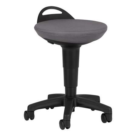 Rolling Adjustable-Height Padded Stool - Dark Grey