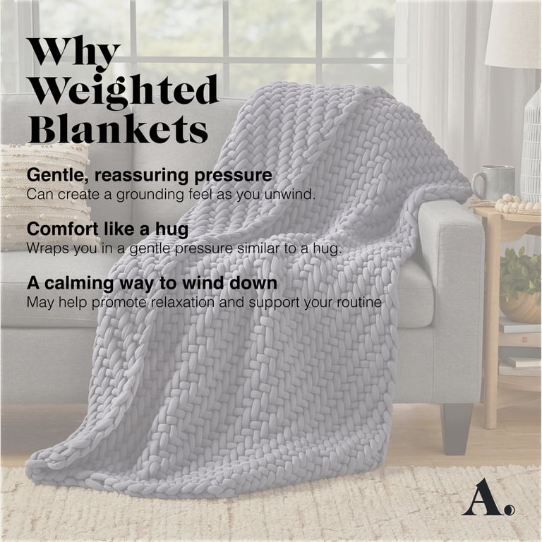 Allswell Weighted Knit Throw, Savanna Taupe, 12 lbs photo 3
