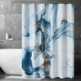 thumbnail image 2 of Blue Gold Marble Shower Curtain Set, Abstract Granite Pattern Shower Curtains for Bathroom Décor, Luxury Modern Waterproof Bath Accessories with 12 Metal Hooks, 72x84 Inch, 2 of 6