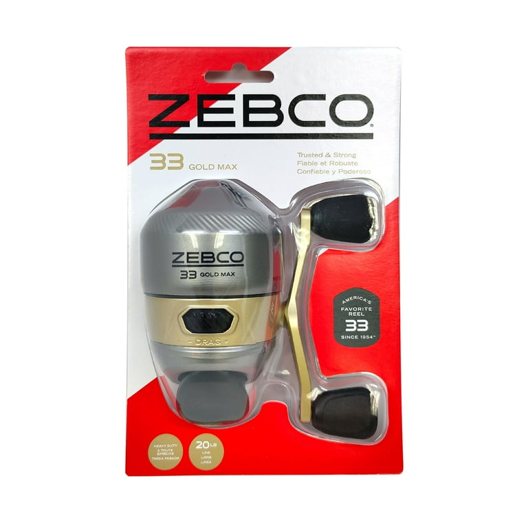 Zebco 33 MAX Gold Size 60 Spincast Fishing Reel, Silver/Gold