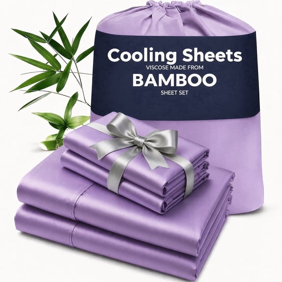 3/4PCS Luxury Soft Bed Sheet Set with Deep Pocket Fitted Sheet, Easy Care, Perfect for Bedroom & Guest Room(Light purple,Twin)