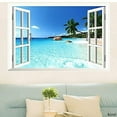 thumbnail image 1 of Large Removable Beach Sea 3D Window Decal WALL STICKER Home Decor Exotic Beach View Art Wallpaper Mural, 1 of 8