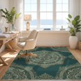 thumbnail image 3 of Design&I 8'x10' Washable Area Rug Circle Ornate Scroll Border Dining Table Alfombra Round Vintage Refined for Living Room, Family Extra Large Skid-Resistant Low Profile, 3 of 7