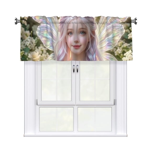 Fairy Tale Magical Princess Rainbow Window Curtain Valance, Decorative Rod Pocket Kitchen Curtain 54 X 18 Inch