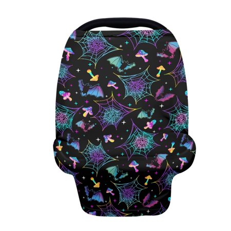 Renewold Halloween Bat Spider Web Mushroom Baby Car Seat Covers Carseat Canopy for Boys Girls Multi Use Nursing Breastfeeding Covers Nursing Scarf